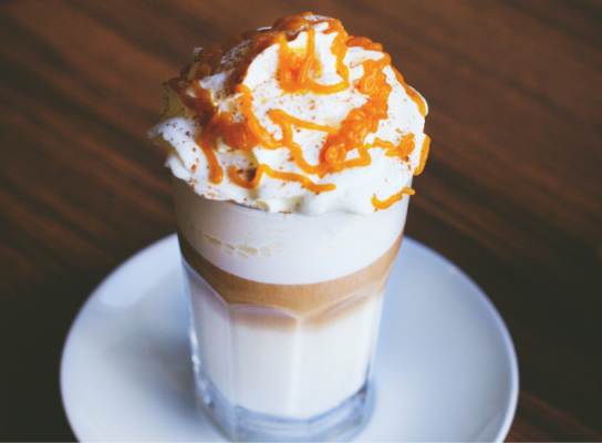 a frappe with foam on top